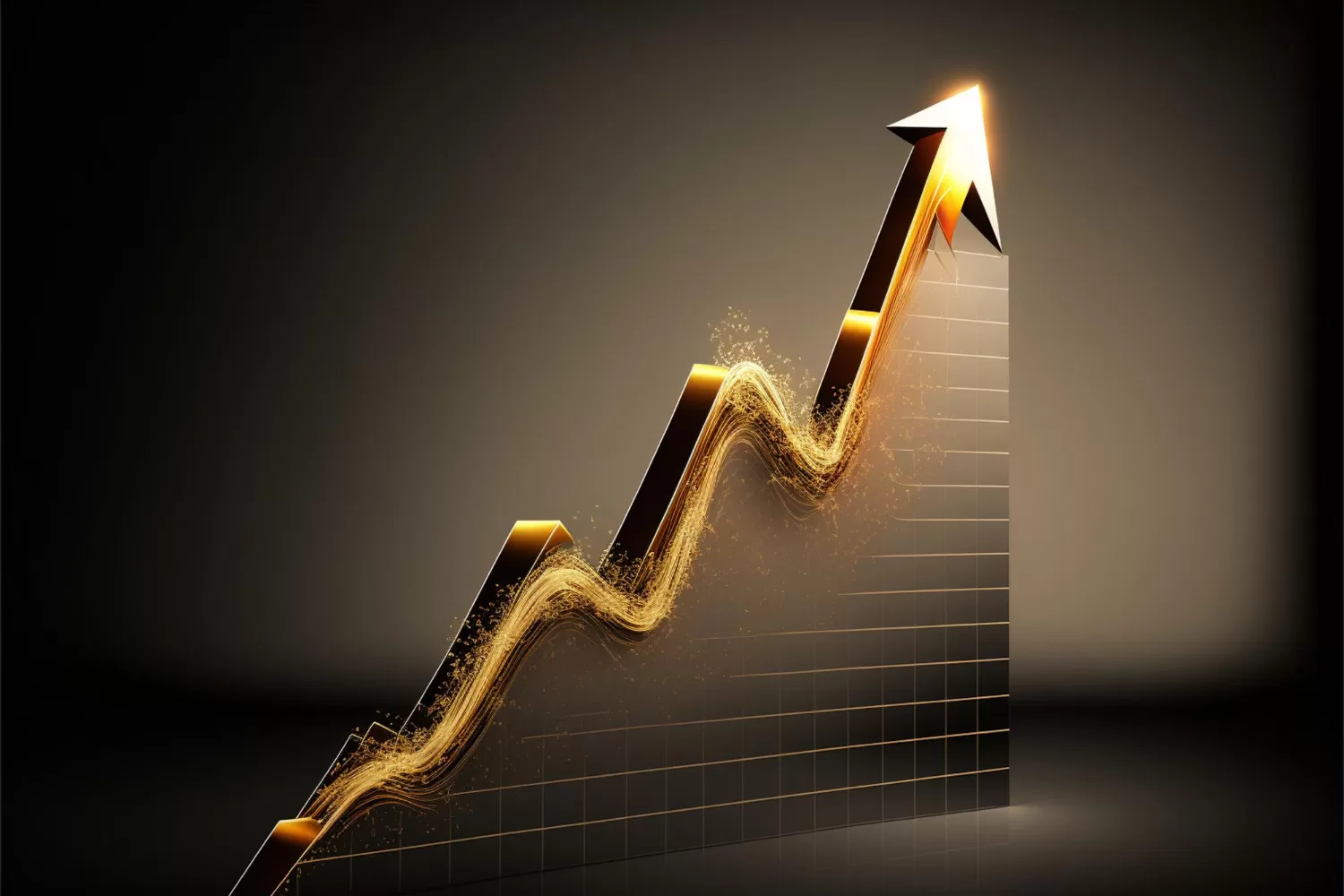 Graph depicting stock market growth with company logos