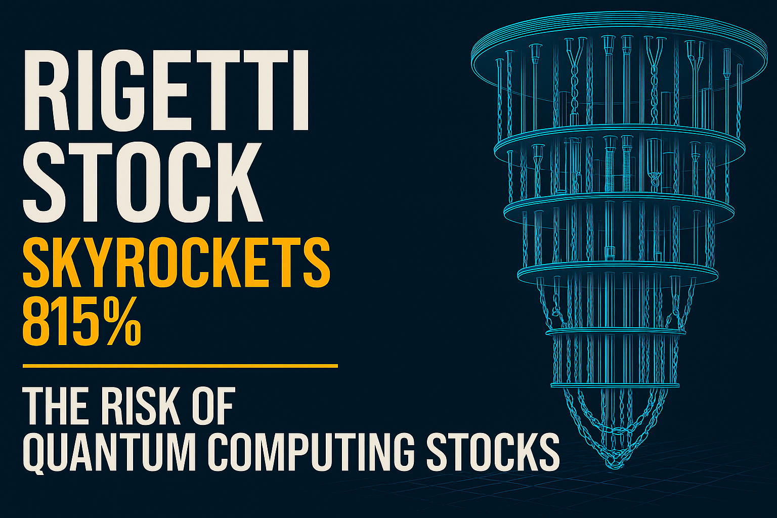 Realistic digital image of Rigetti Computing hardware and branding, symbolizing its role in emerging quantum computing technologies and stock volatility